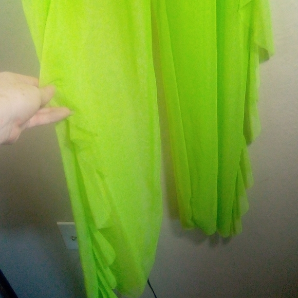 Love University Mesh Neon Green Ruffle Swim Cover-up Stretchy Pant - Picture 6 of 14